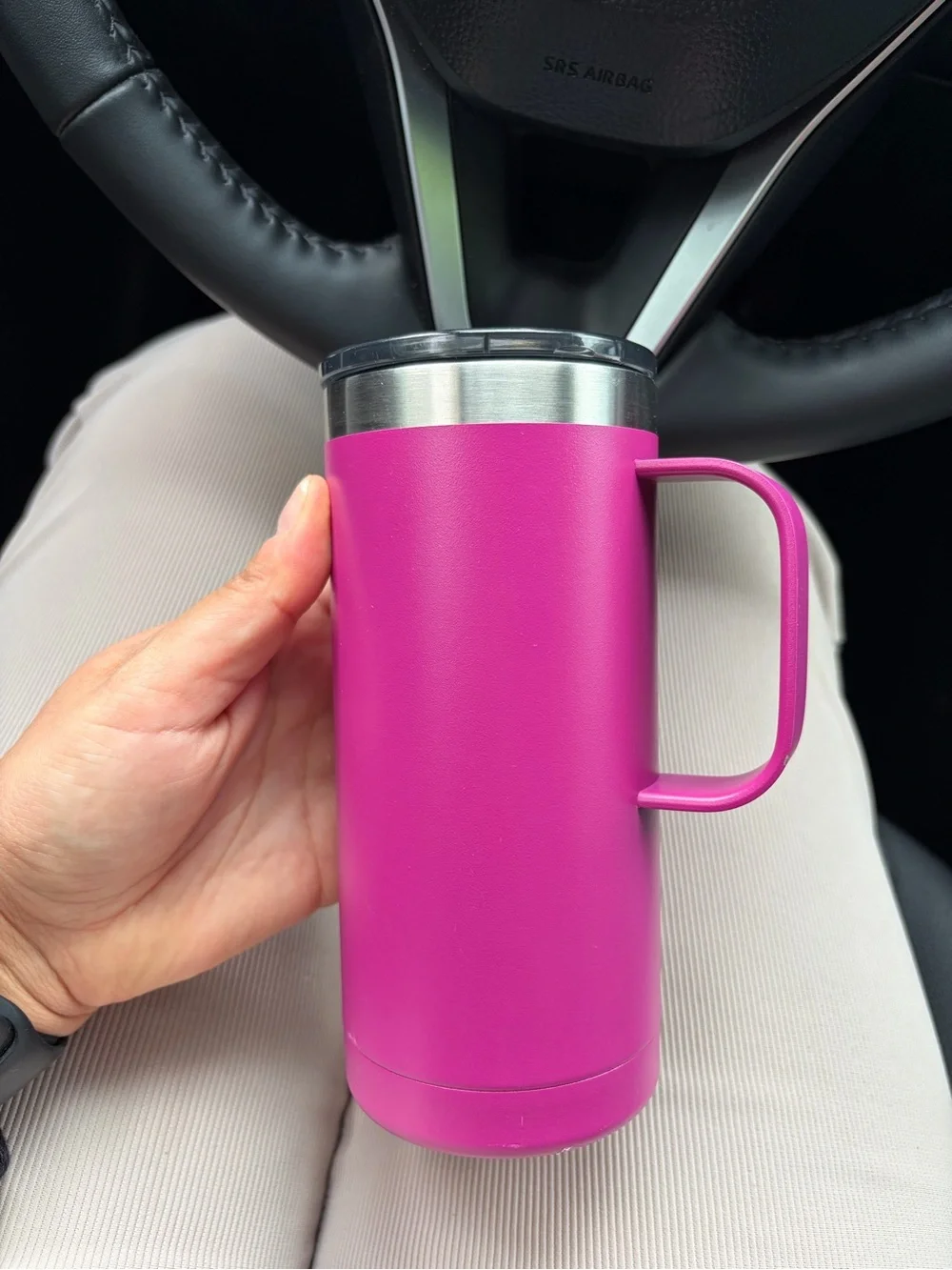 Bright Pink RTIC Stainless Travel Mug with Handle